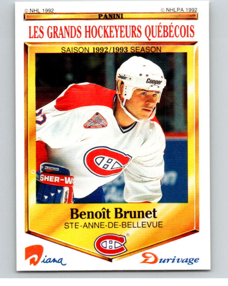 1992-93 Durivage Panini #19 Benoit Brunet/Montreal V84061 Image 1
