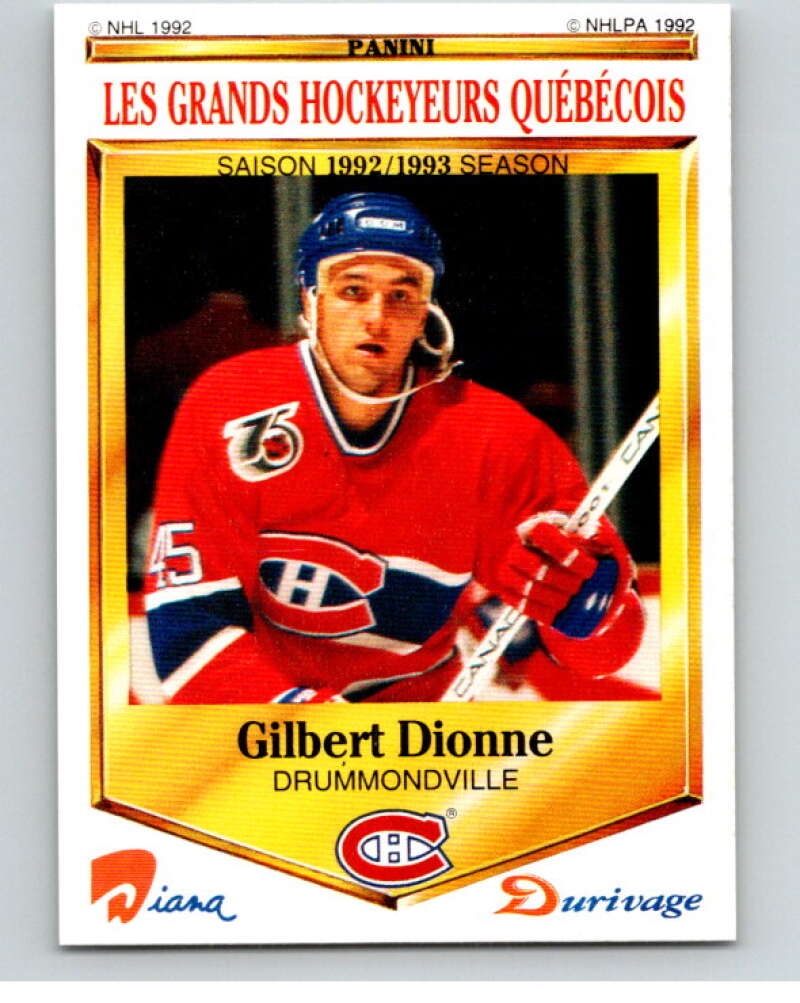 1992-93 Durivage Panini #21 Gilbert Dionne/Montreal V84063 Image 1