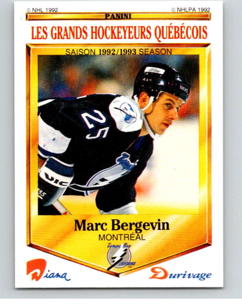 1992-93 Durivage Panini #30 Marc Bergevin V84072 Image 1