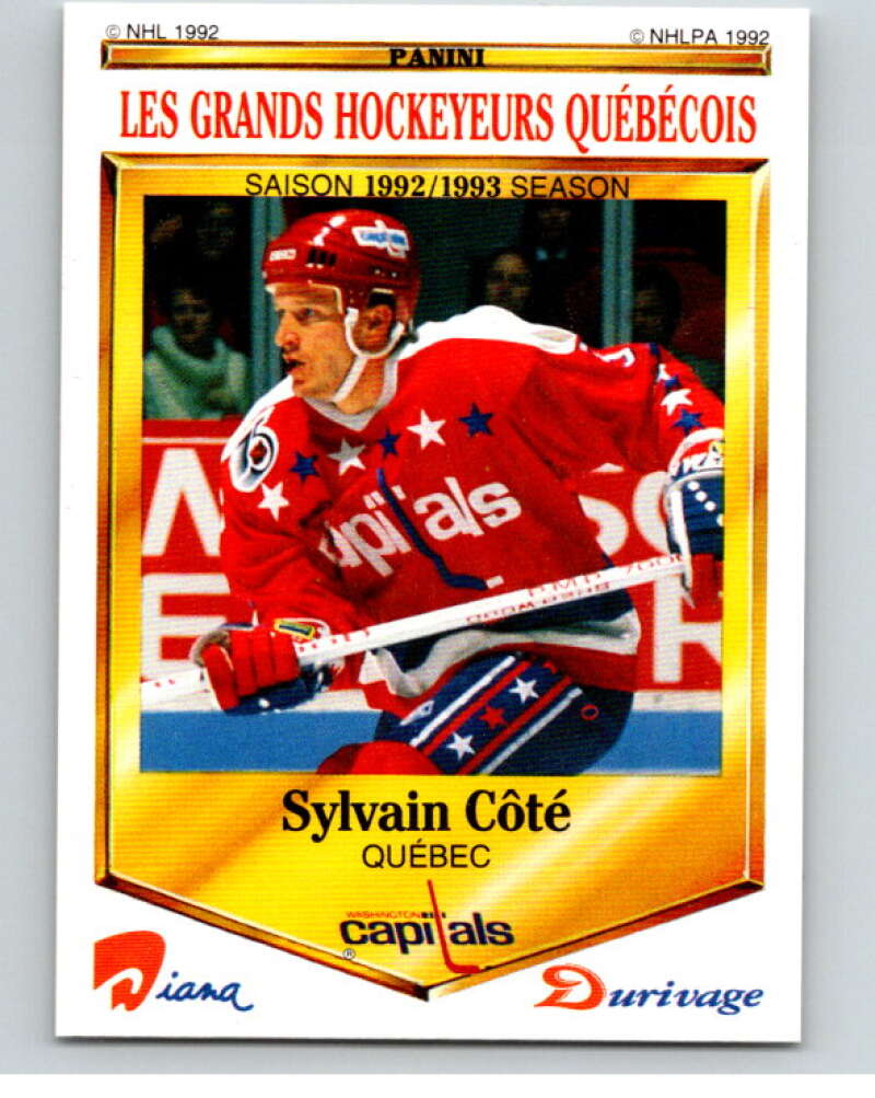 1992-93 Durivage Panini #34 Sylvain Cote V84076 Image 1