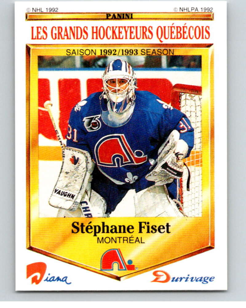 1992-93 Durivage Panini #47 Stephane Fiset/Quebec V84089 Image 1