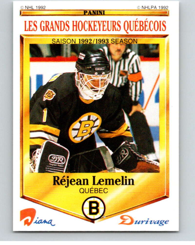 1992-93 Durivage Panini #48 Rejean Lemelin/Boston V84090 Image 1