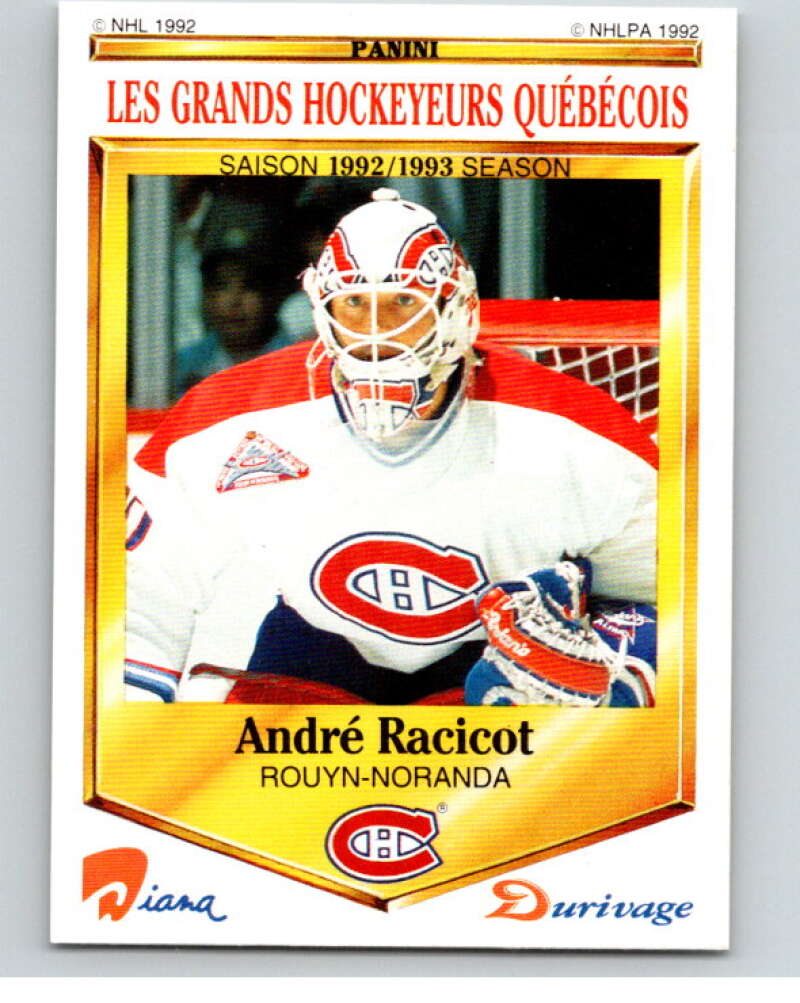 1992-93 Durivage Panini #49 Andre Racicot/Montreal V84091 Image 1