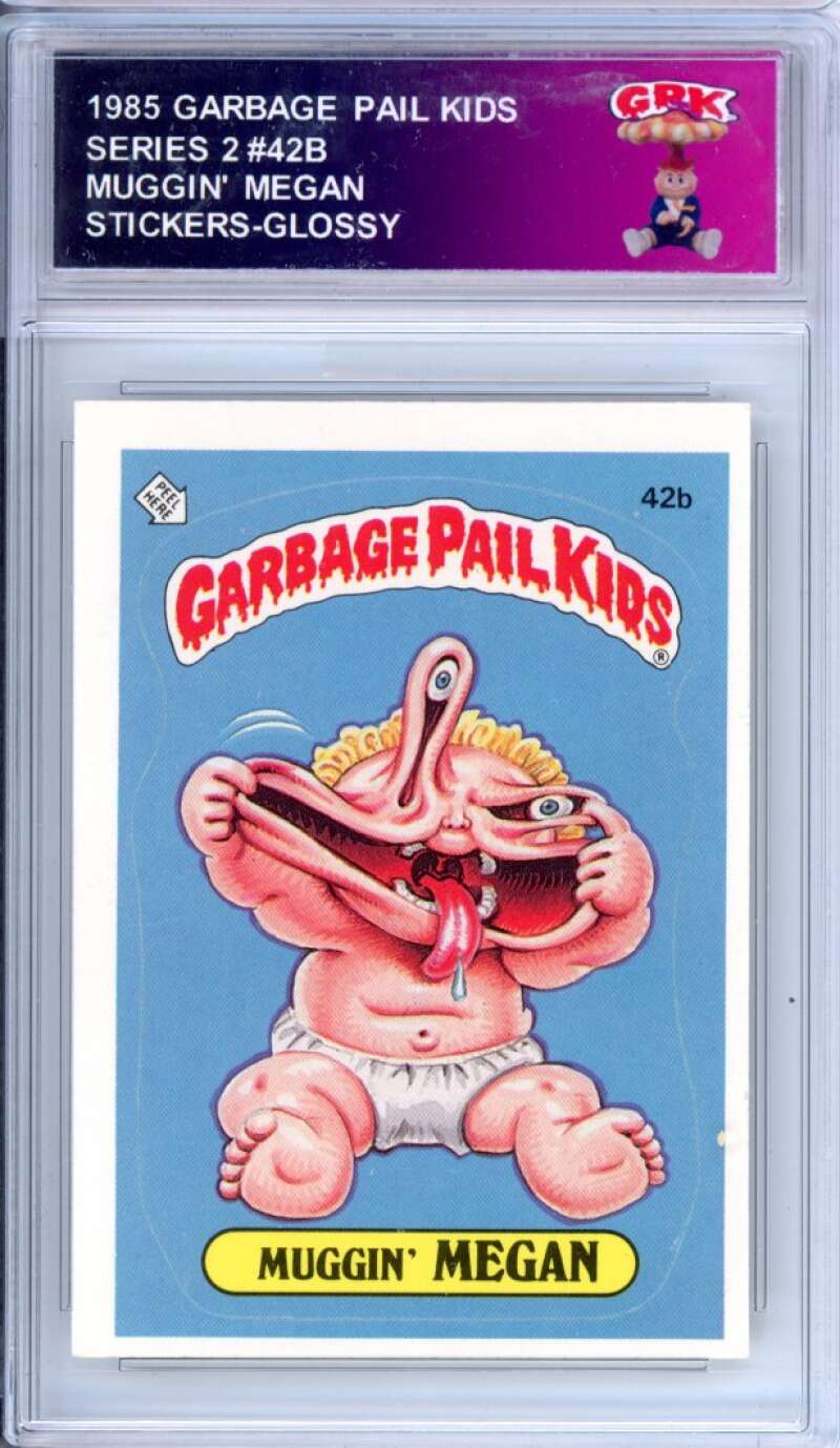 1985 Topps Garbage Pail Kids Series 2 #42b Muggin' Megan Authentic Encased Image 1