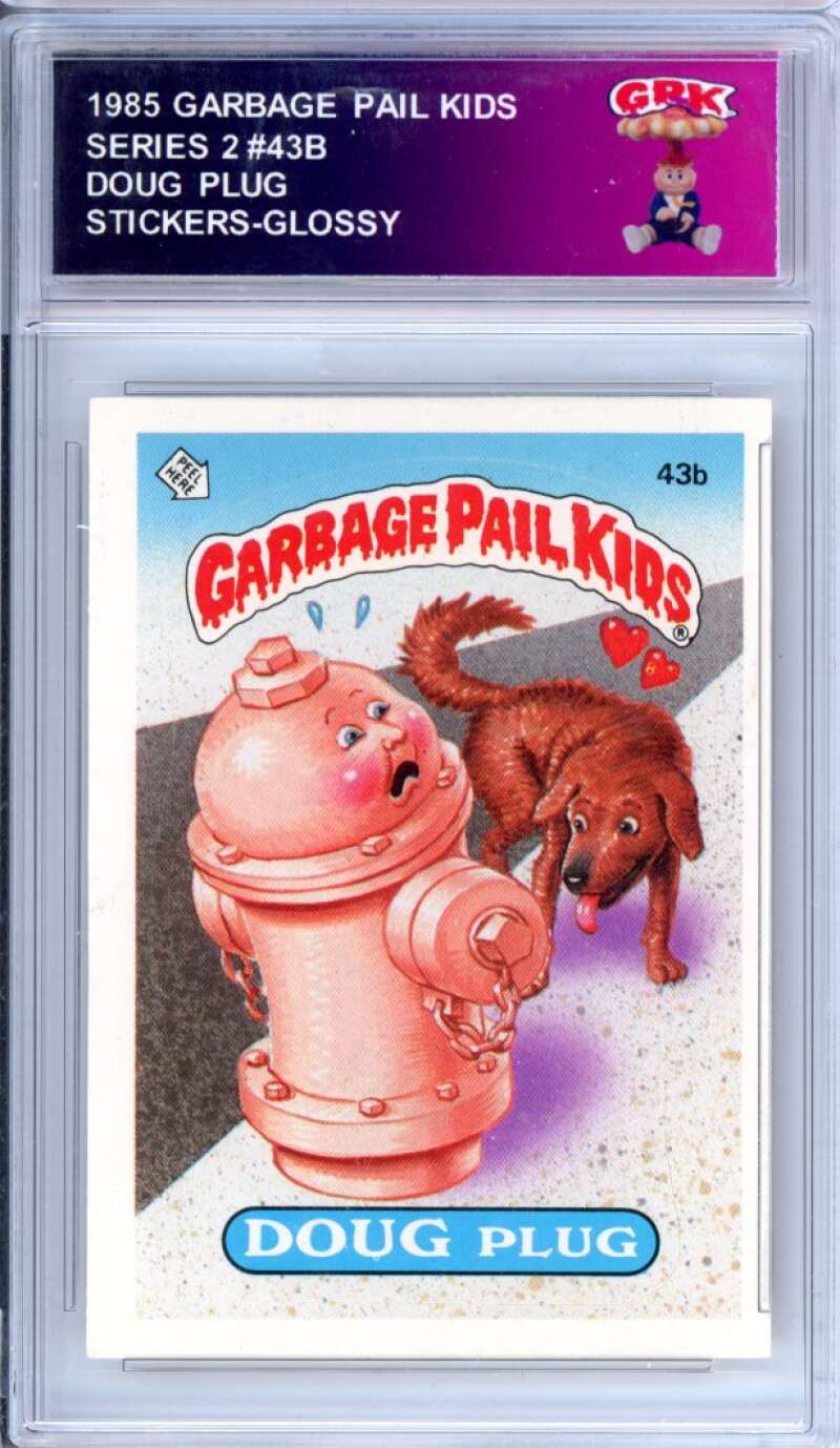 1985 Topps Garbage Pail Kids Series 2 #43b Doug Plug Authentic Encased Image 1