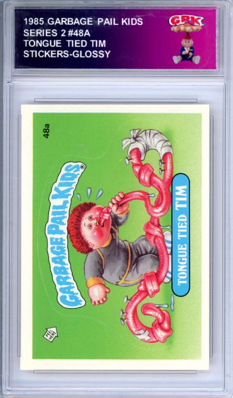 1985 Topps Garbage Pail Kids Series 2 #48a Tongue Tied Tim Authentic Encased Image 1