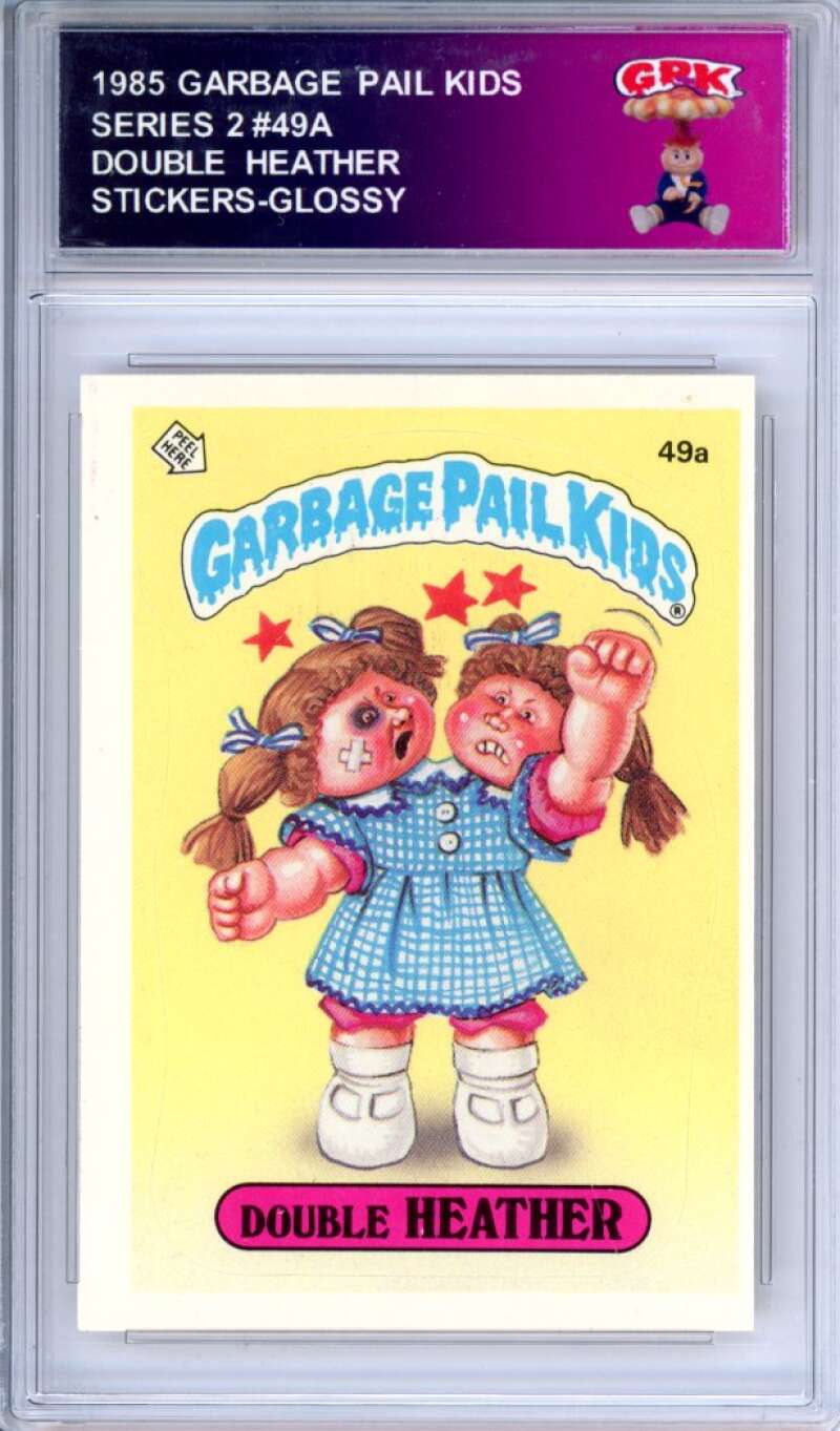 1985 Topps Garbage Pail Kids Series 2 #49a Double Heather Authentic Encased Image 1