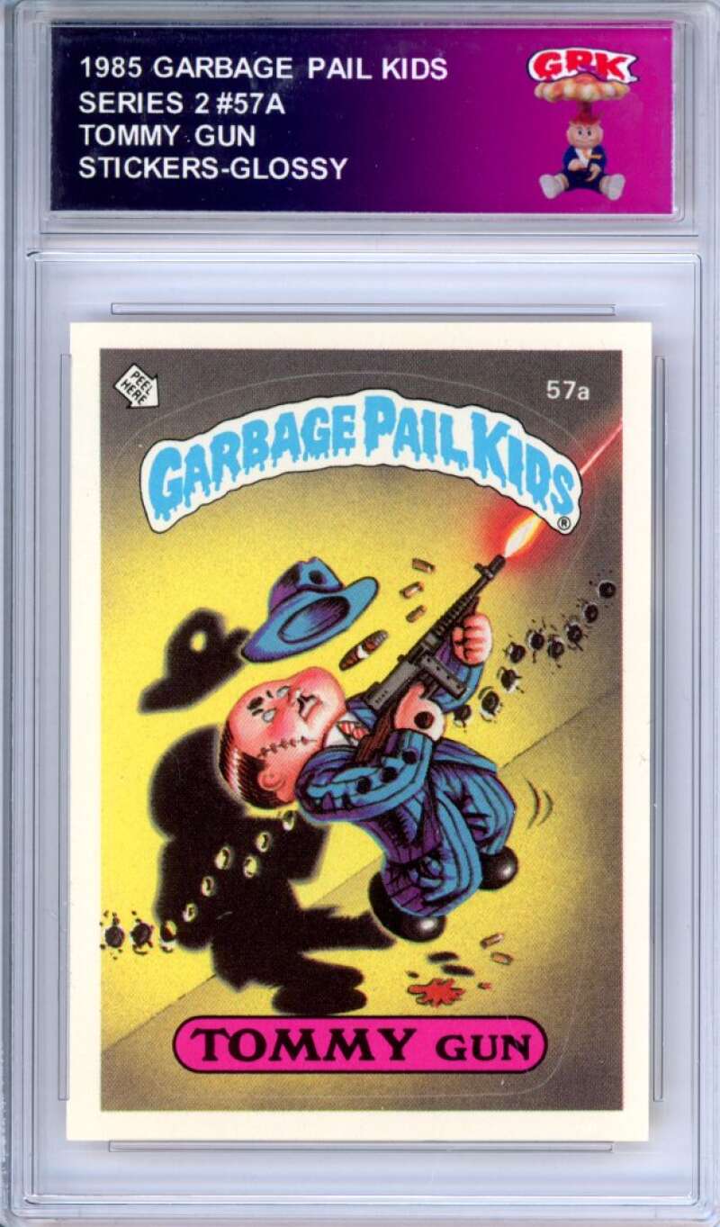 1985 Topps Garbage Pail Kids Series 2 #57a Tommy Gun Authentic Encased Image 1