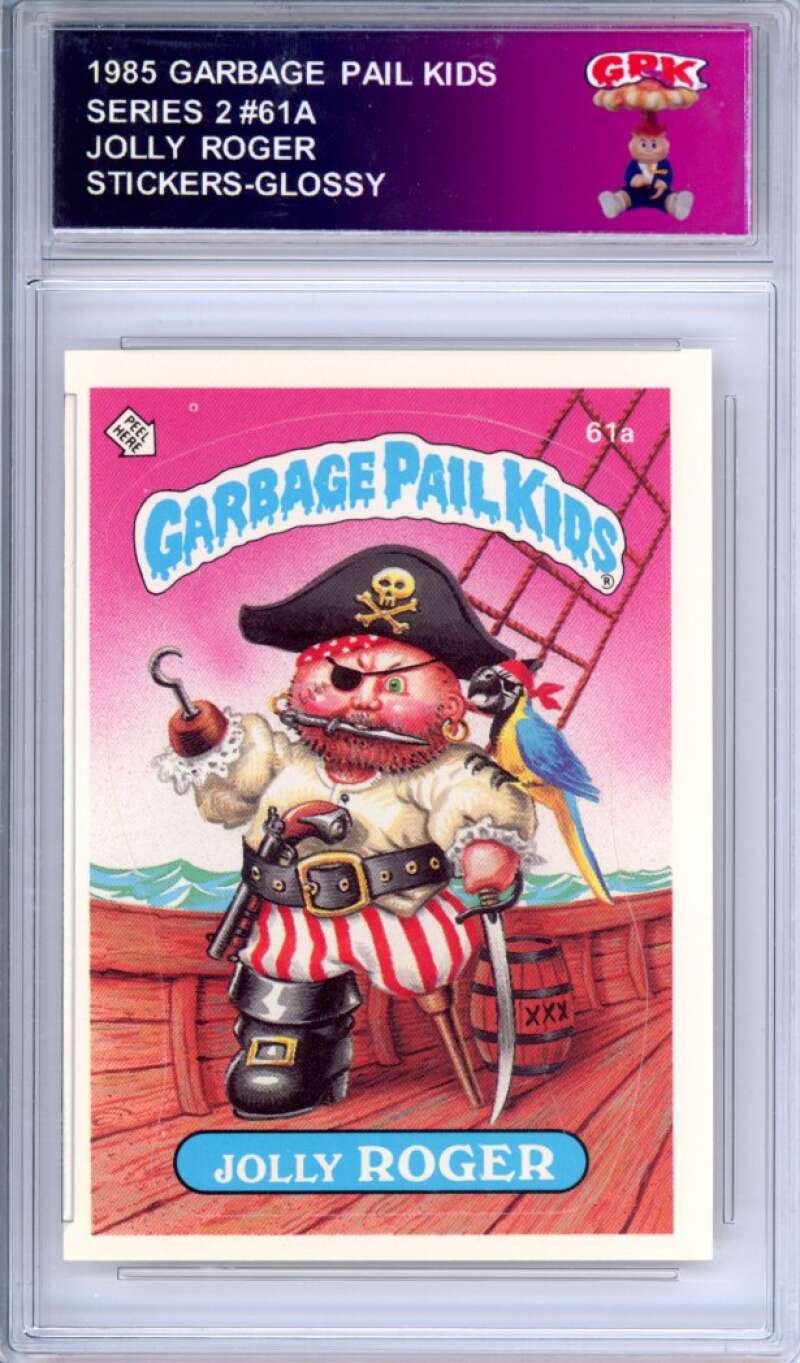 1985 Topps Garbage Pail Kids Series 2 #61a Jolly Roger Authentic Encased Image 1