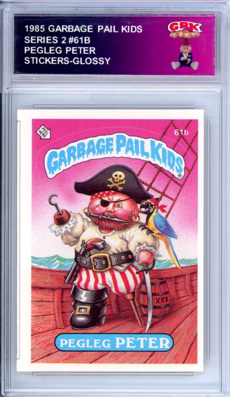 1985 Topps Garbage Pail Kids Series 2 #61b Pegleg Peter Authentic Encased Image 1