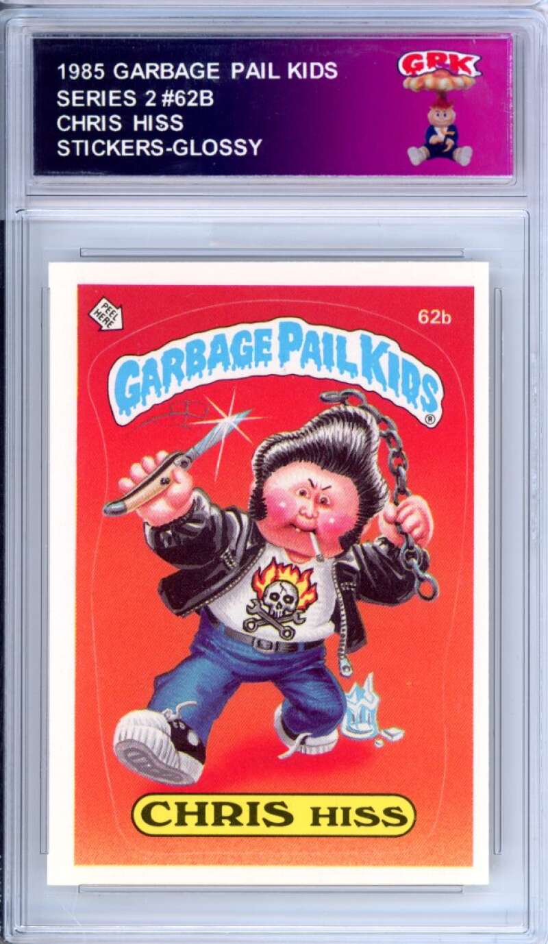 1985 Topps Garbage Pail Kids Series 2 #62b Chris Hiss Authentic Encased Image 1