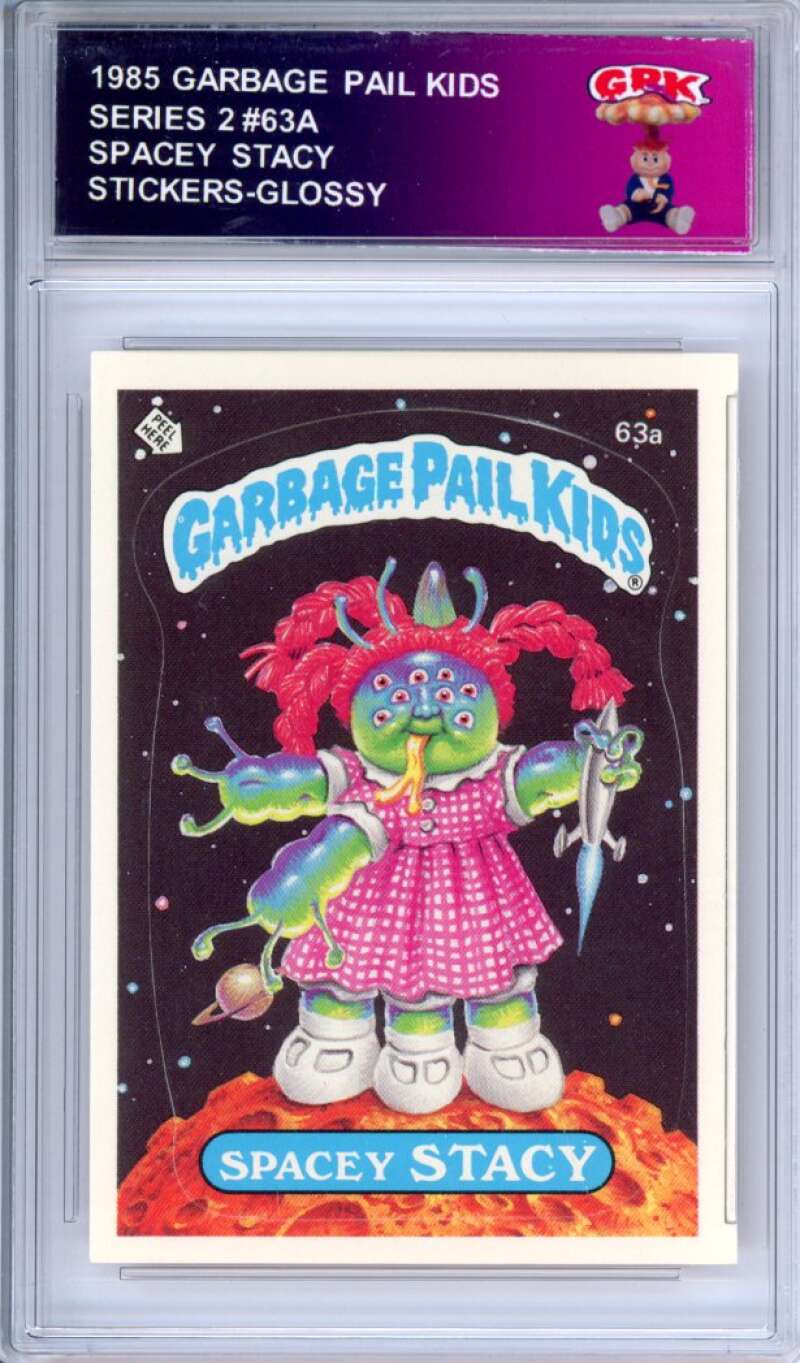 1985 Topps Garbage Pail Kids Series 2 #63a Spacey Stacy Authentic Encased Image 1
