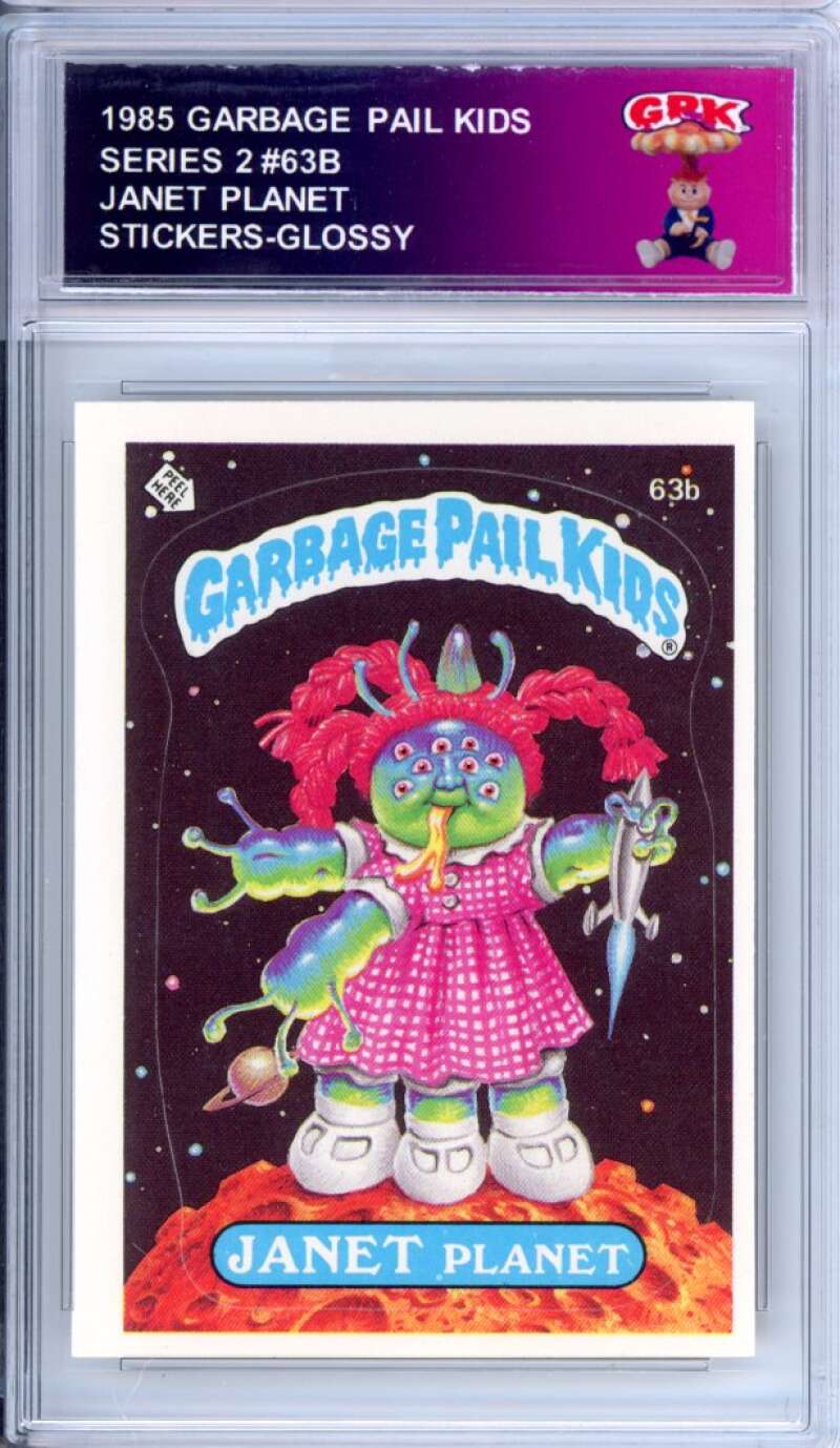 1985 Topps Garbage Pail Kids Series 2 #63b Janet Planet Authentic Encased Image 1
