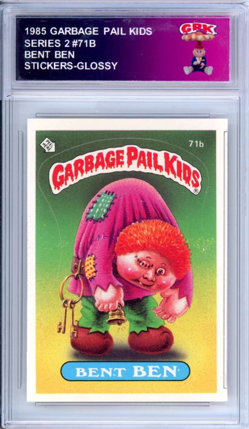 1985 Topps Garbage Pail Kids Series 2 #71b Bent Ben Authentic Encased Image 1