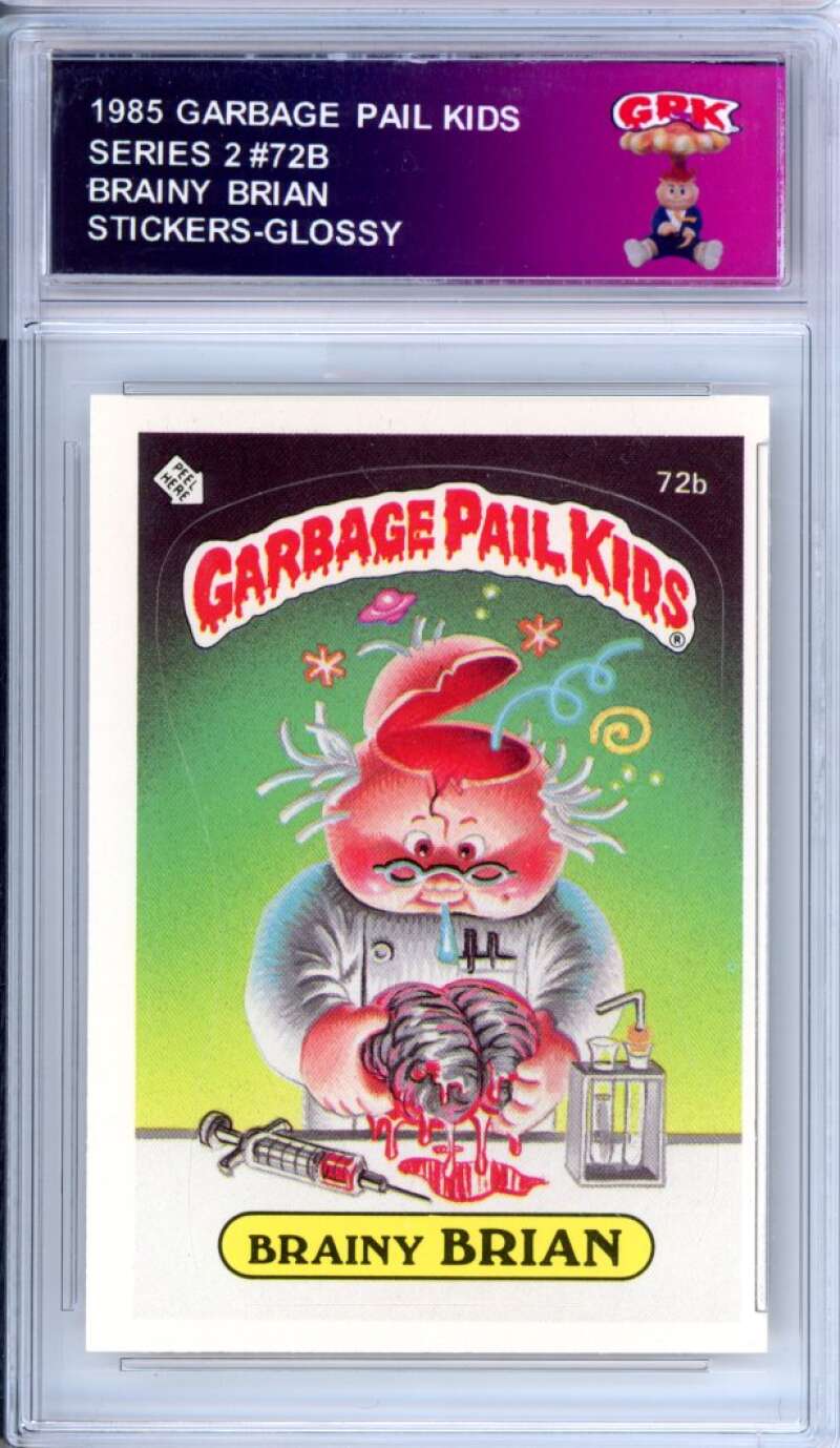 1985 Topps Garbage Pail Kids Series 2 #72b Brainy Brian Authentic Encased Image 1