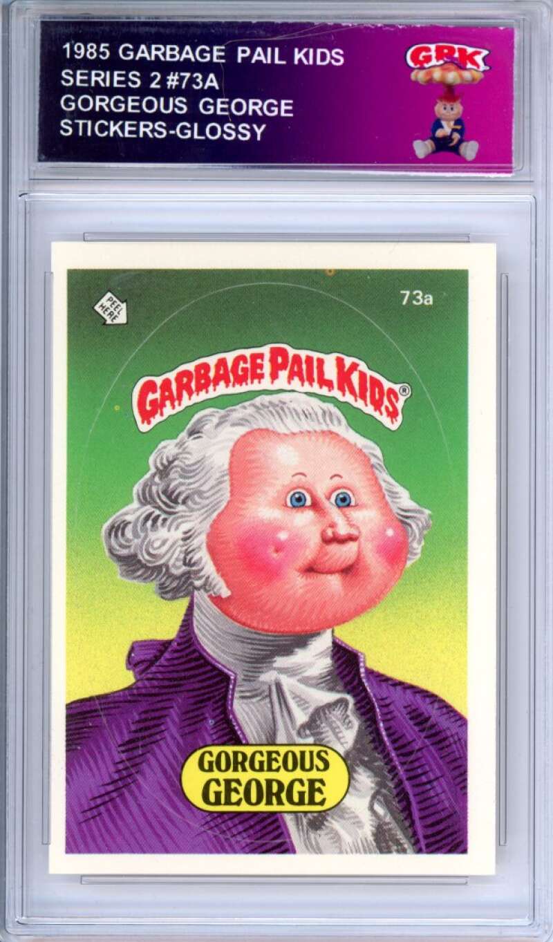 1985 Topps Garbage Pail Kids Series 2 #73a Gorgeous George Authentic Encased Image 1