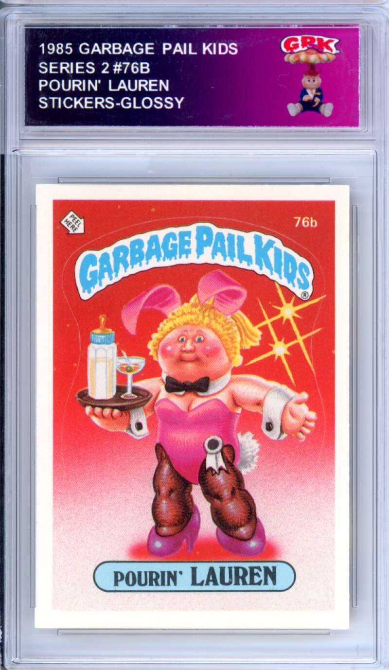 1985 Topps Garbage Pail Kids Series 2 #76b Pourin' Lauren Authentic Encased Image 1