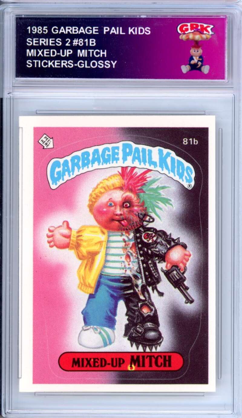 1985 Topps Garbage Pail Kids Series 2 #81b Mixed-Up Mitch Authentic Encased Image 1