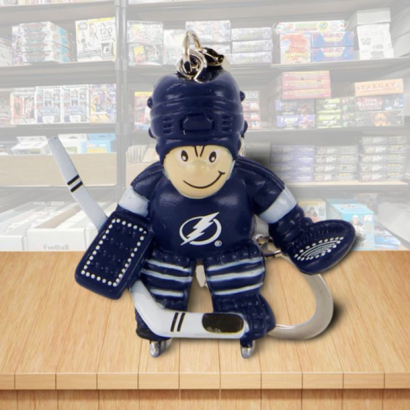 Tampa Bay Lightning Goalie Figure Keychain - Hard PVC - Snap Hook Closure Image 1