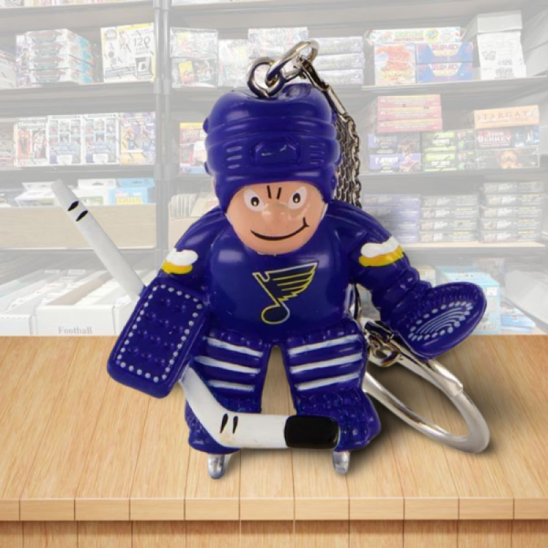 St. Louis Blues Goalie Figure Keychain - Hard PVC - Snap Hook Closure Image 1