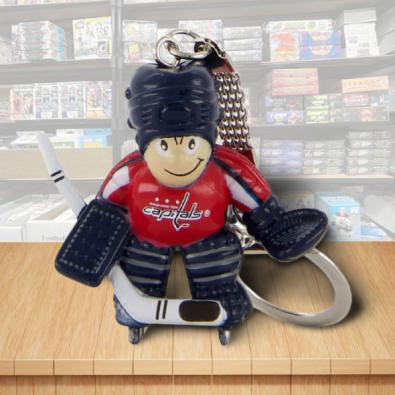 Washington Capitals Goalie Figure Keychain - Hard PVC - Snap Hook Closure Image 1