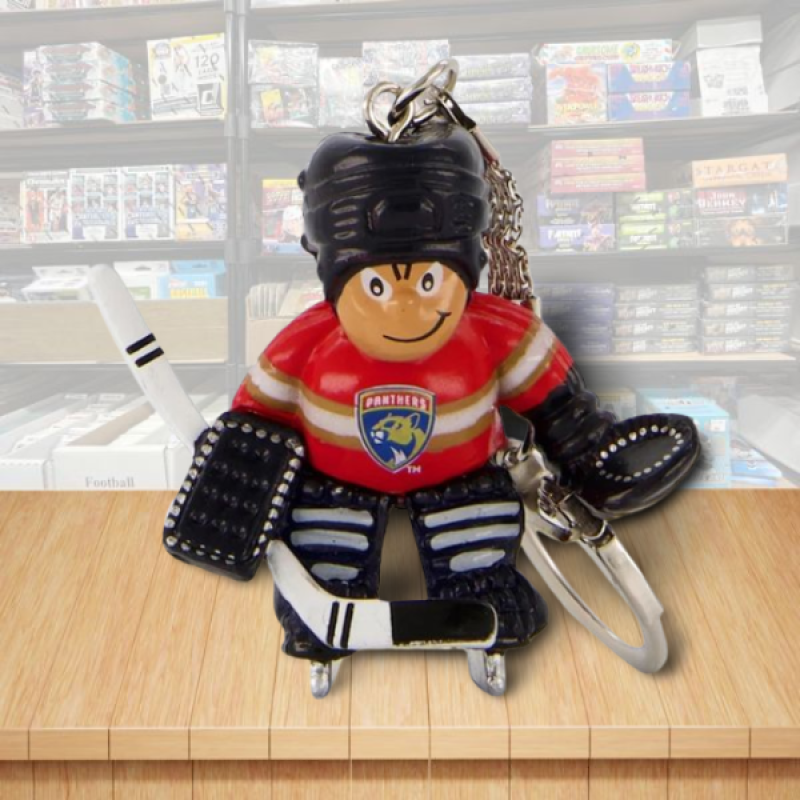 Florida Panthers Goalie Figure Keychain - Hard PVC - Snap Hook Closure Image 1