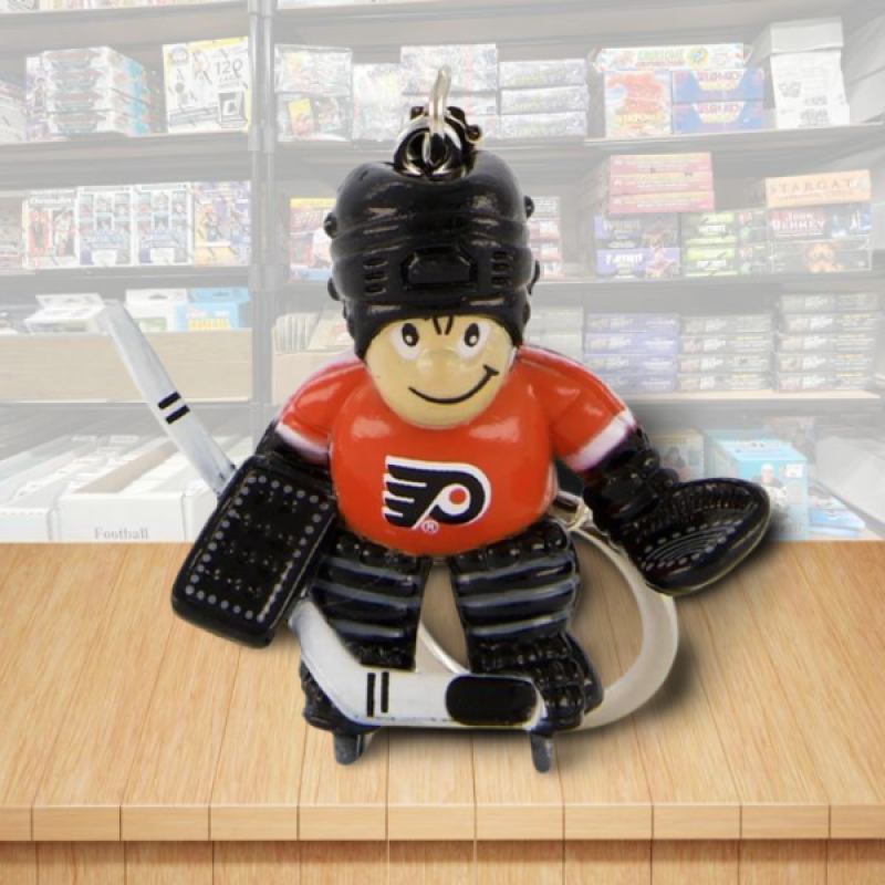 Philadelphia Flyers Goalie Figure Keychain - Hard PVC - Snap Hook Closure Image 1