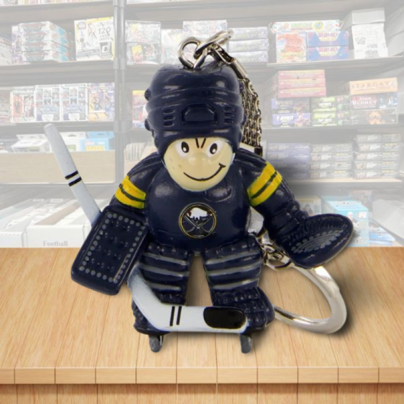 Buffalo Sabres Goalie Figure Keychain - Hard PVC - Snap Hook Closure Image 1