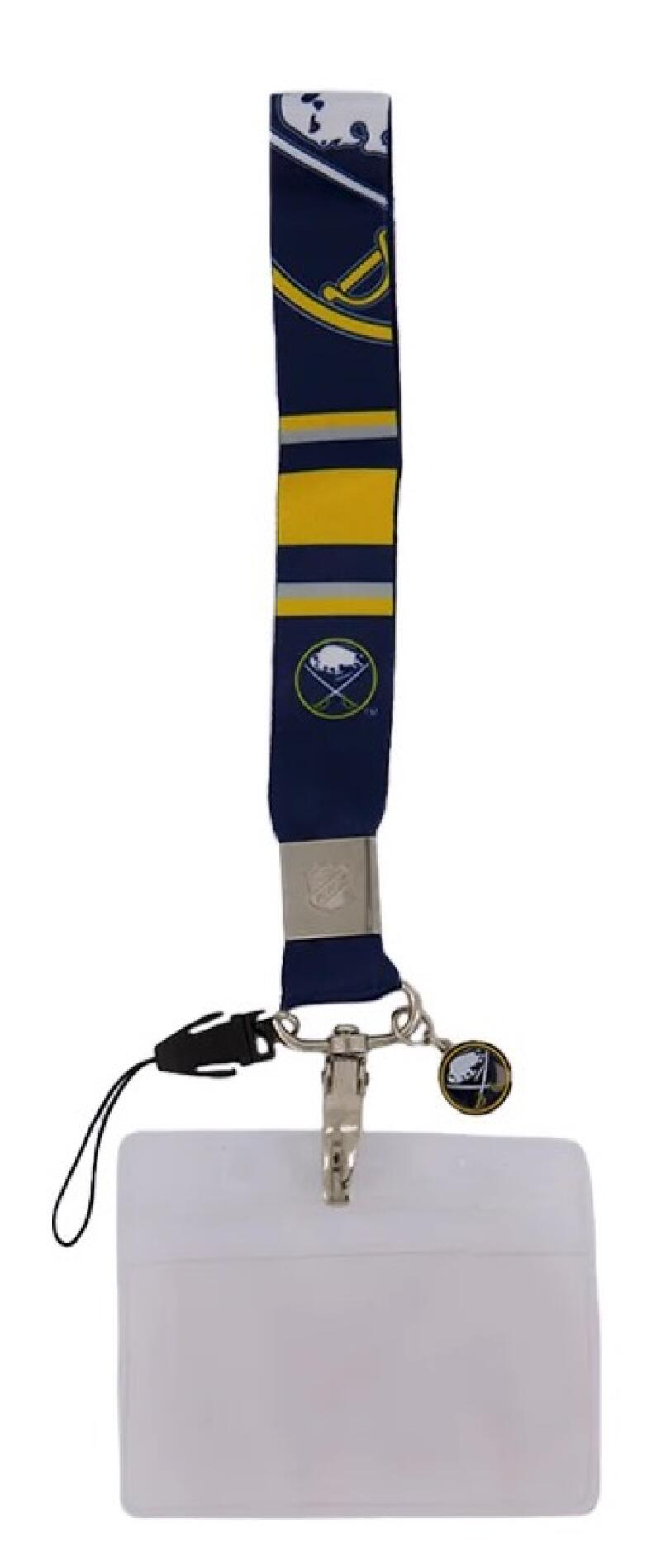 Buffalo Sabres Wrist Lanyard - Charm, Cell Phone Strap, Ziplock Pass Holder Image 1