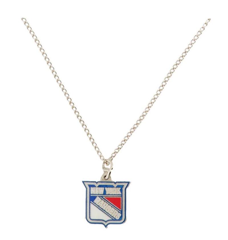 New York Rangers Silver Metal Pendant Necklace with Team Logo - 18" Chain Image 1