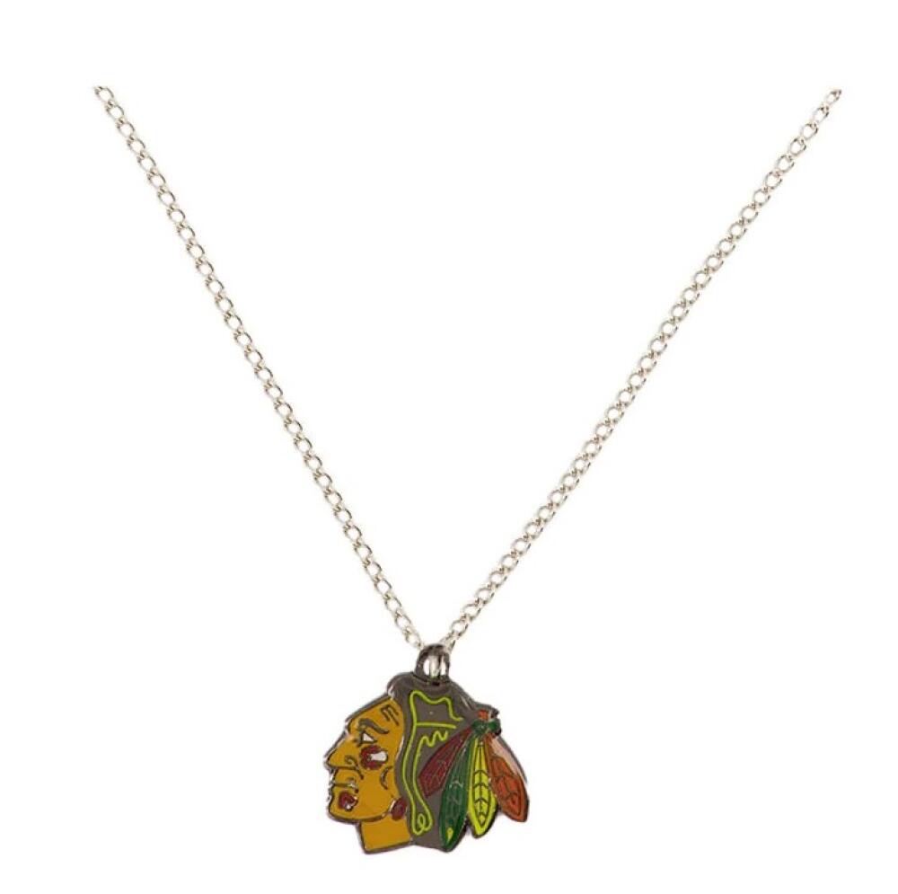 Chicago Blackhawks Silver Metal Pendant Necklace with Team Logo - 18" Chain Image 1
