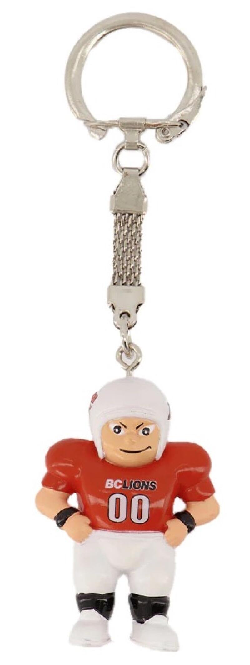 BC Lions Player Figure Keychain - Hard PVC - Snap Hook Closure Image 1