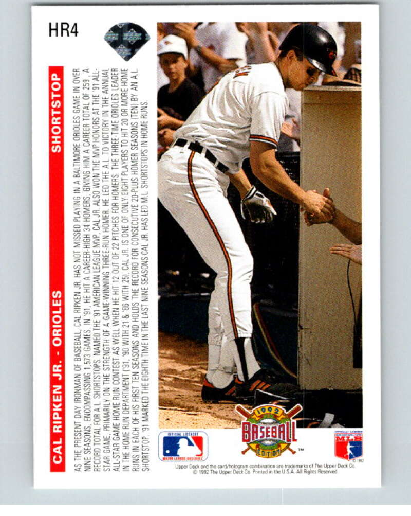 1992 Upper Deck Home Run Heroes #HR4 Cal Ripken Jr. V84522 Image 2