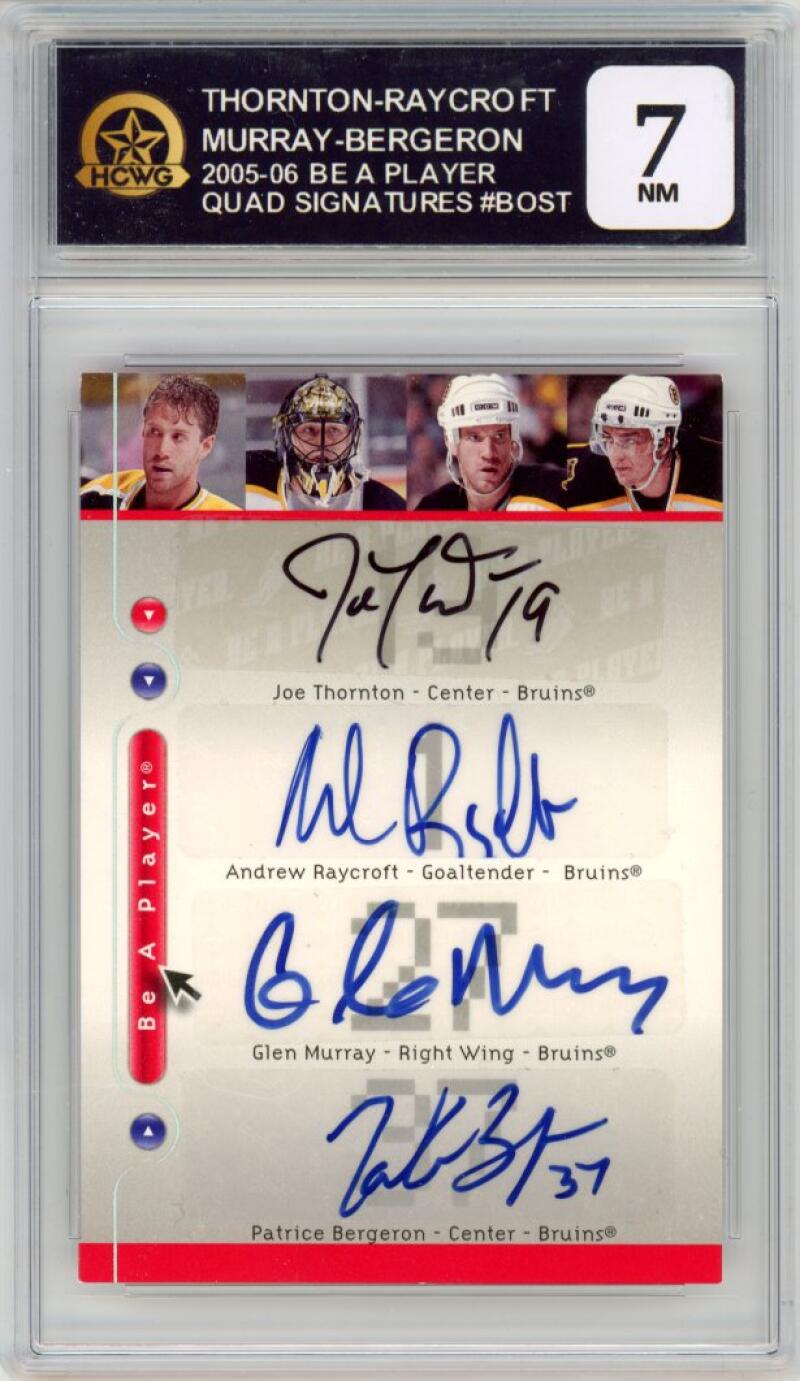 2005-06 Be A Player #BOST Murray-Bergeron-Thornton-Raycroft Quad Auto HCWG 7 Image 1