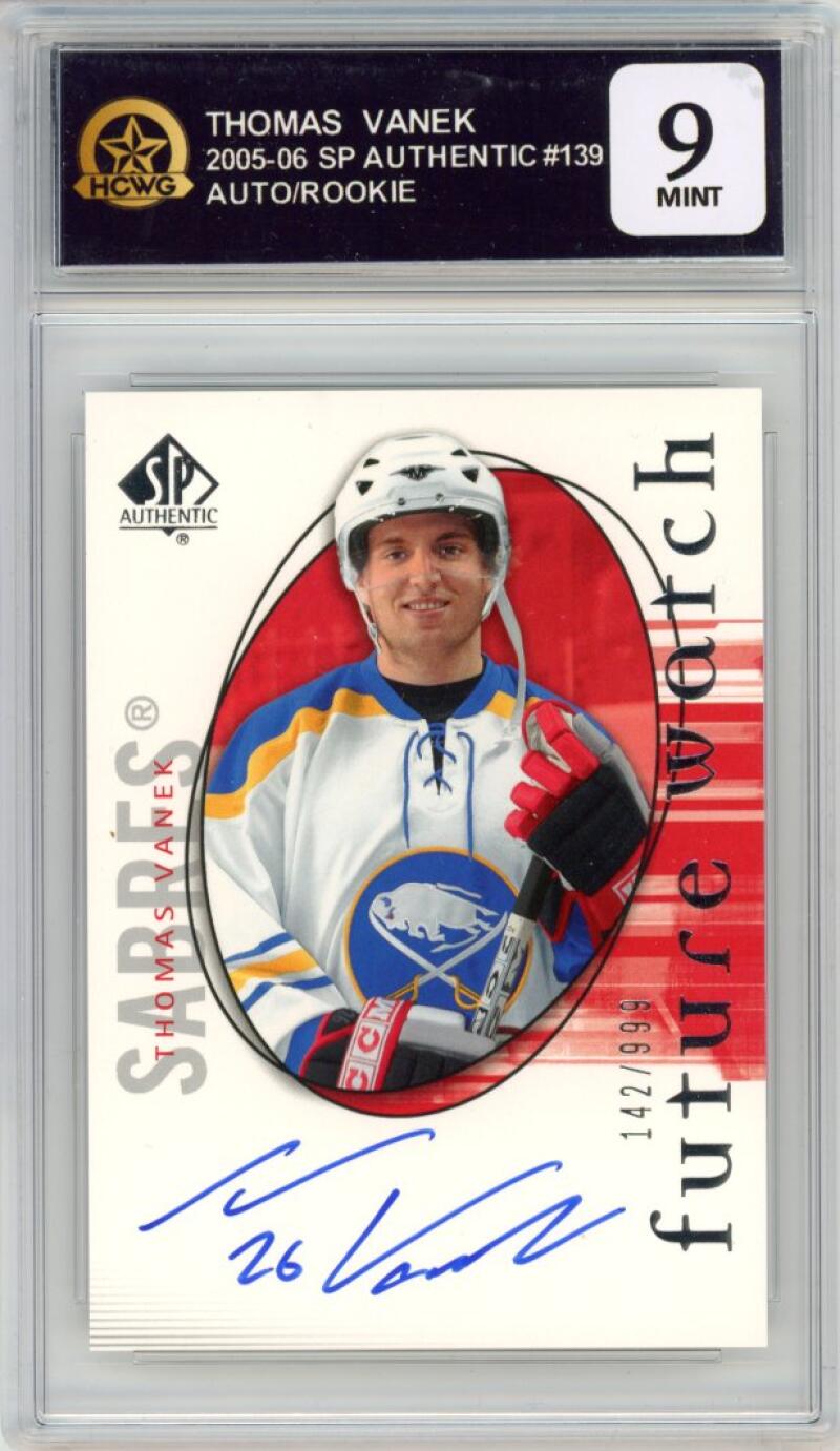 2005-06 SP Authentic #139 Thomas Vanek Autograph Rookie 142/999 HCWG 9 Image 1