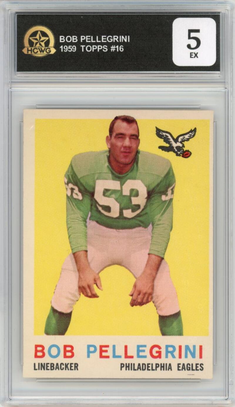 1959 Topps #16 Bob Pellegrini Football Philadelphia HCWG 5 Image 1