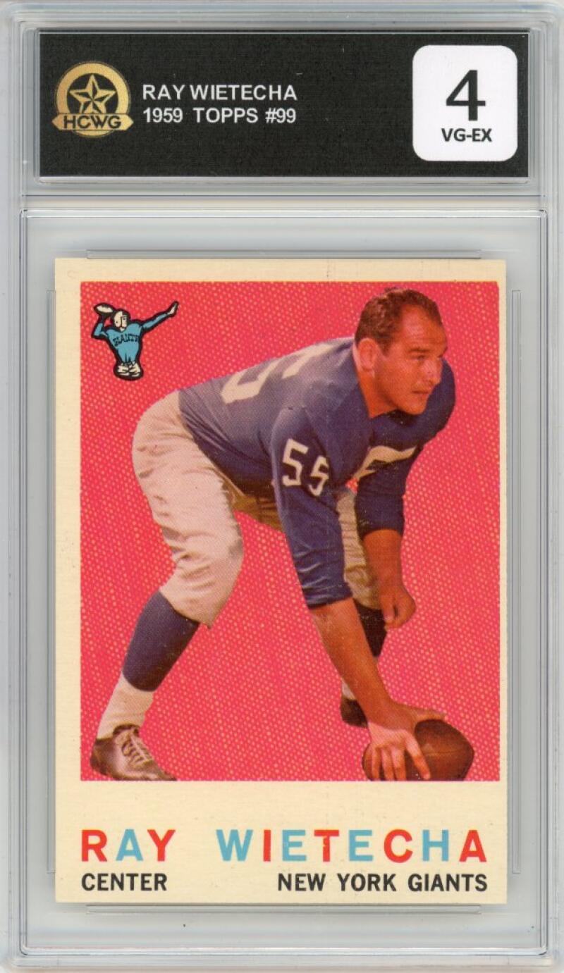1959 Topps #99 Ray Wietecha Football New York HCWG 4 Image 1