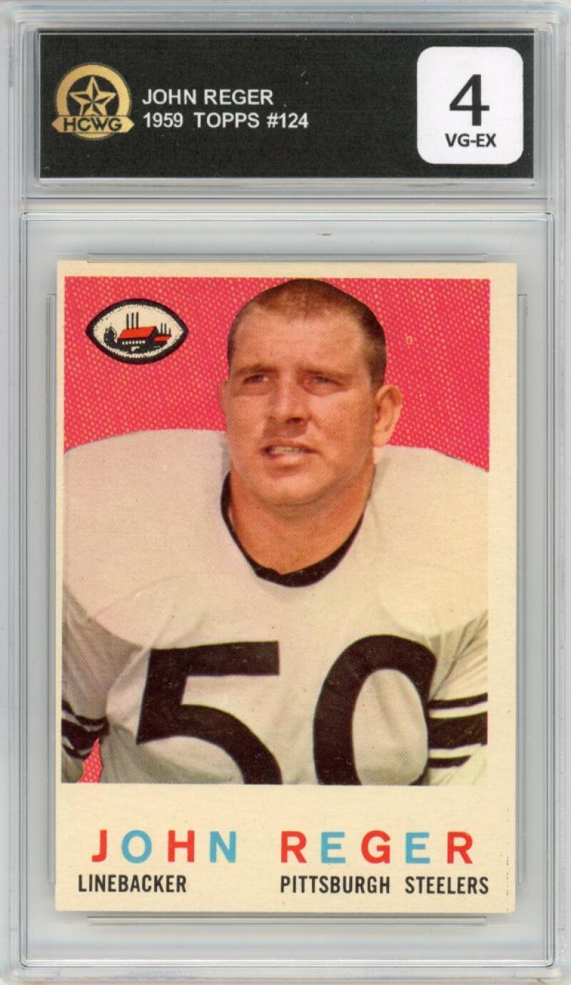 1959 Topps #124 John Reger Football Pittsburgh HCWG 4 Image 1