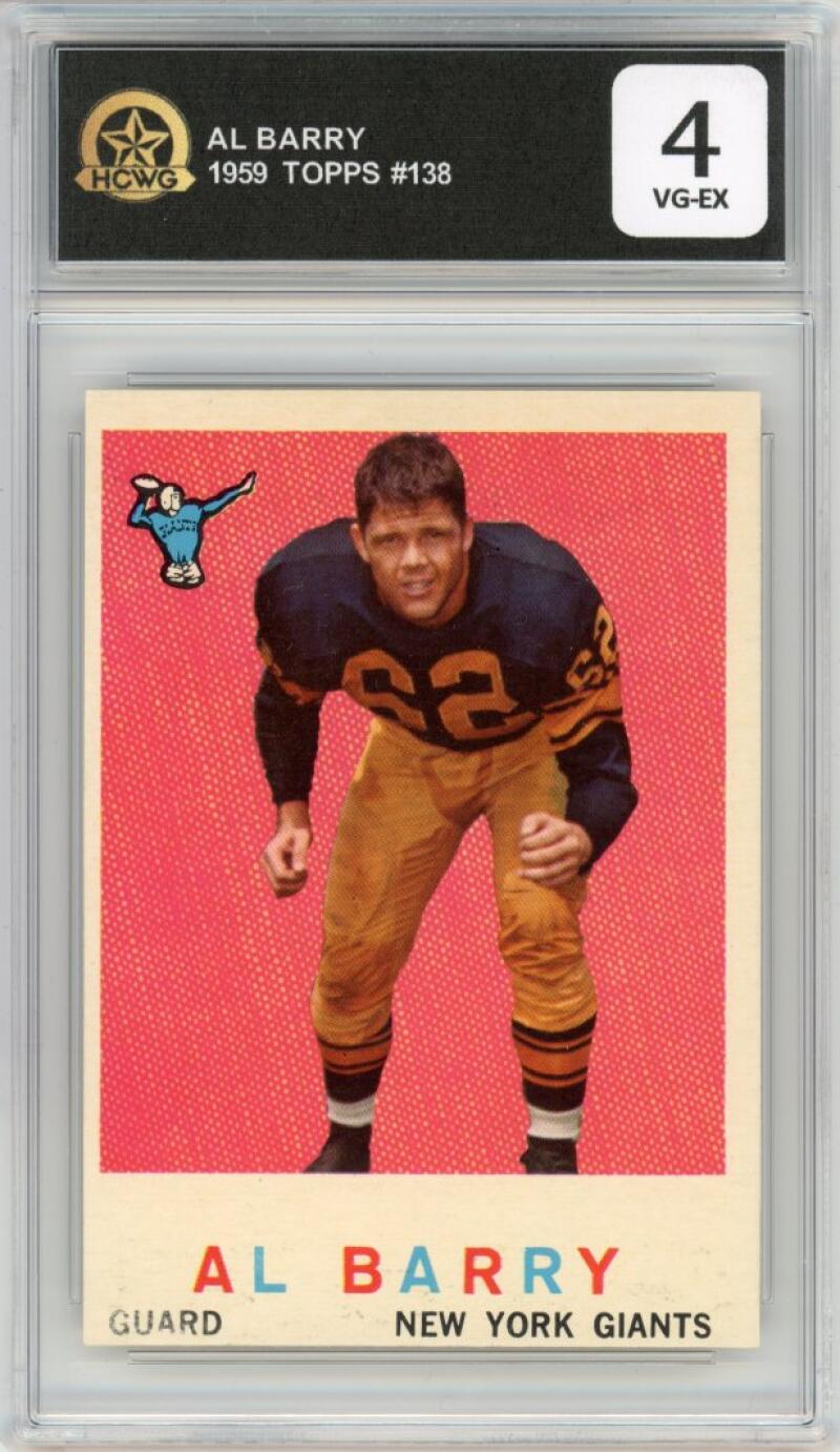 1959 Topps #138 Al Barry Football New York HCWG 4 Image 1