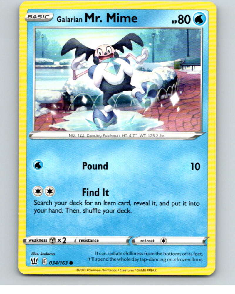2021 Pokemon S&S Battle Styles #34 Galarian Mr. Mime C V84624 Image 1