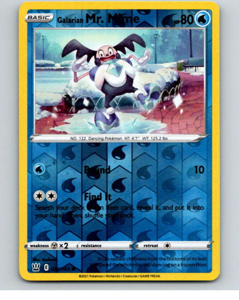 2021 Pokemon S&S Battle Styles Reverse Foil #34 Galarian Mr. Mime C V84915 Image 1