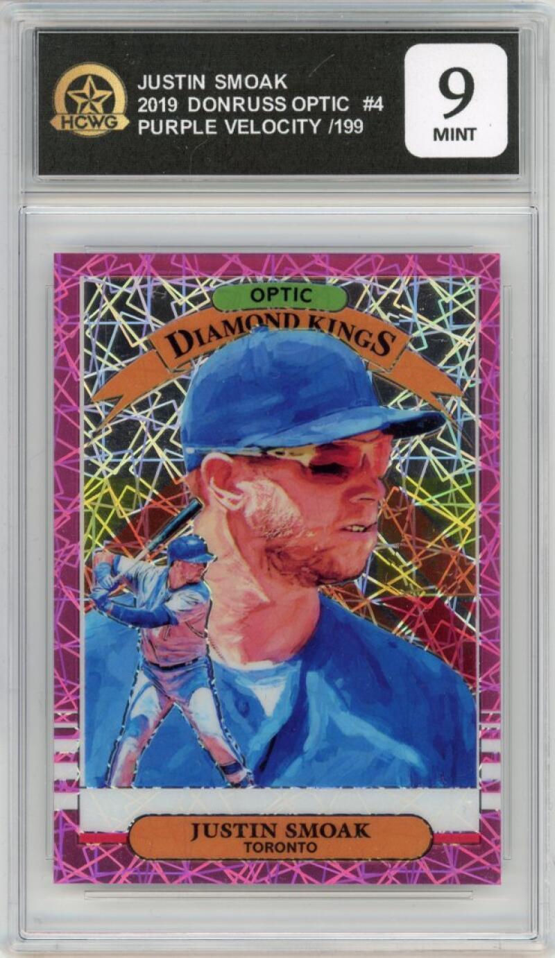 2019 Donruss Optic Purple Velocity #4 Justin Smoak 51/199 Blue Jays HCWG 9 Image 1