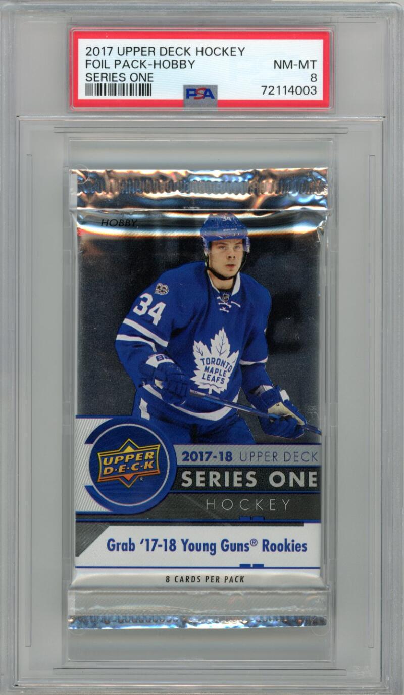 2017-18 Upper Deck Series 1 Hockey Foil Hobby Pack PSA 8 - POP 1 Image 1