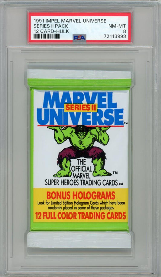 1991 Impel Marvel Universe Series 2 Foil Hobby Pack Hulk PSA 8 - POP 3 - 133993 Image 1
