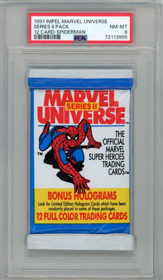 1991 Impel Marvel Universe Series 2 Foil Hobby Pack Spiderman PSA 8 - POP 4 - 3995 Image 1