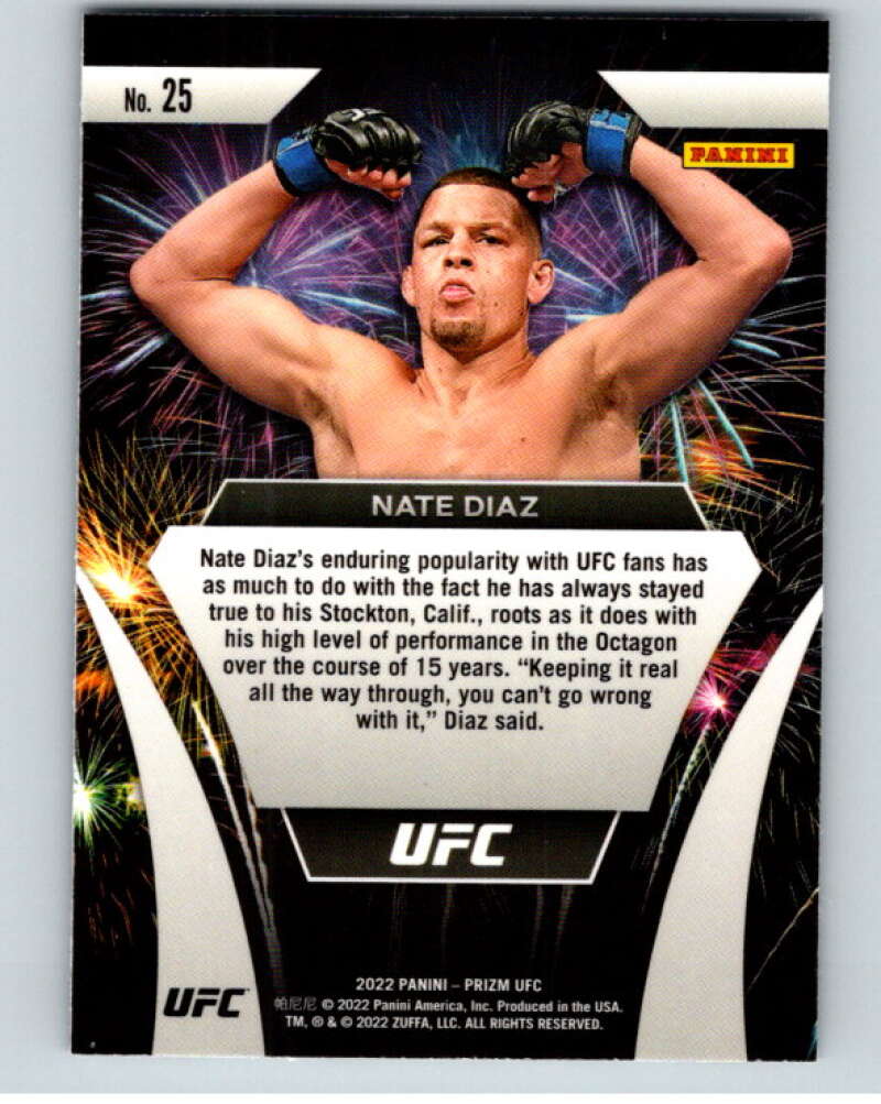 2022 Panini MMA Prizm Fireworks #25 Nate Diaz V85152 Image 2