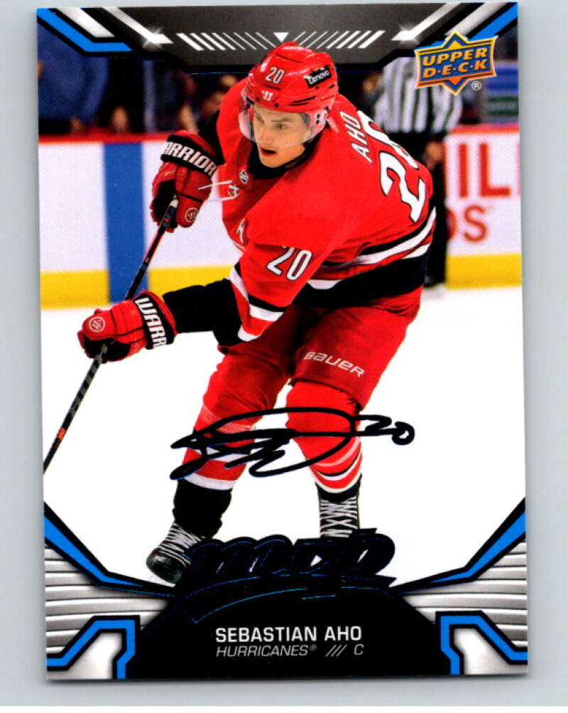 2022-23 UD MVP Blue Script #42 Sebastian Aho Carolina Hurricanes V86102 Image 1