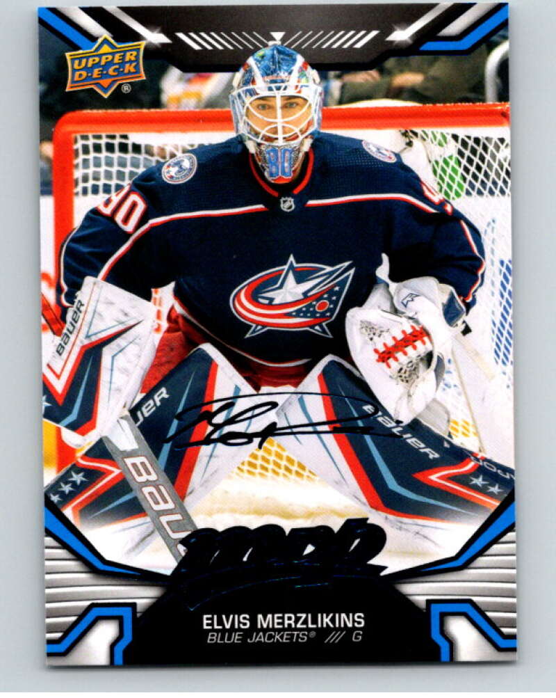 2022-23 UD MVP Blue Script #90 Elvis Merzlikins Columbus Blue Jackets V86150 Image 1