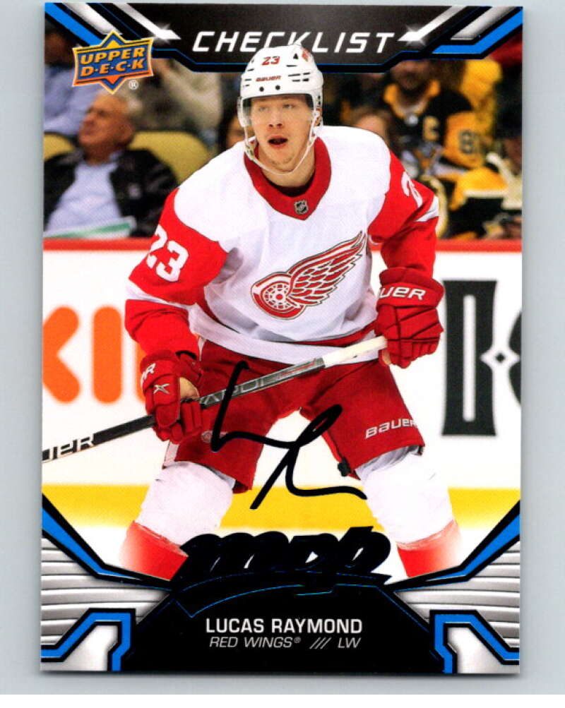2022-23 UD MVP Blue Script #100 Lucas Raymond Checklist Wings V86160 Image 1
