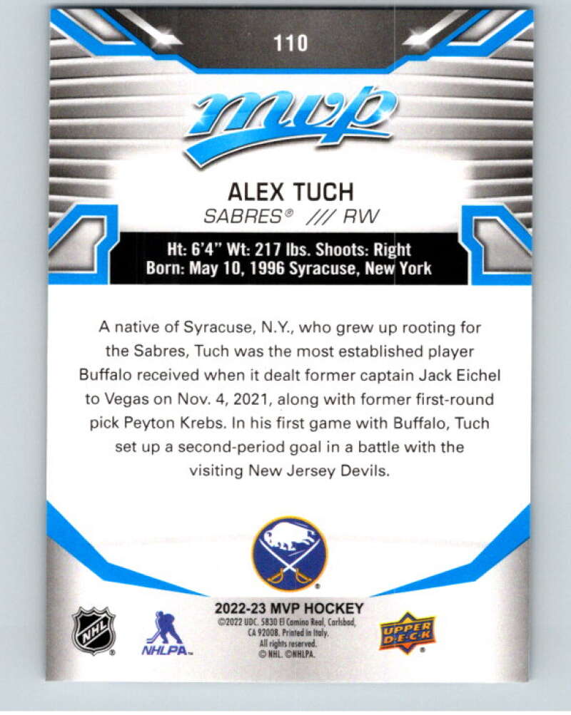 2022-23 UD MVP Blue Script #110 Alex Tuch Buffalo Sabres V86170 Image 2